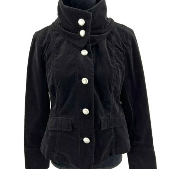 NWOT! Michael Kors Black military style velvet jacket with silver buttons xs - Picture 1 of 12